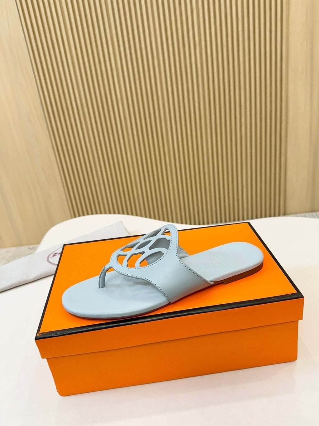 Hermès Brown Cutout Thong Sandals