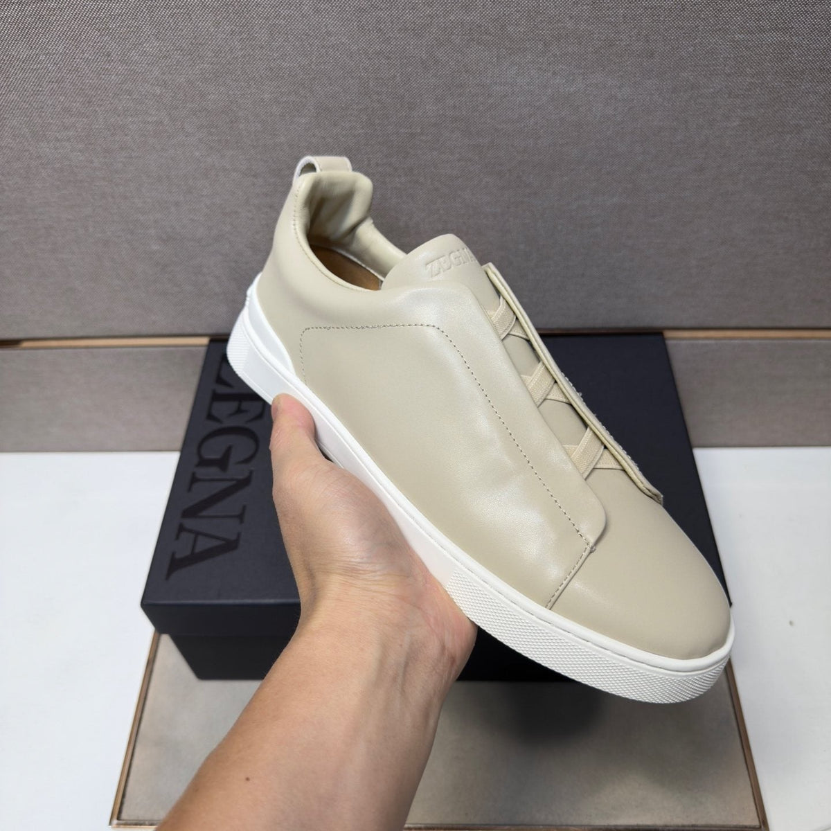Zegna Men's Leather Slip-On Sneakers