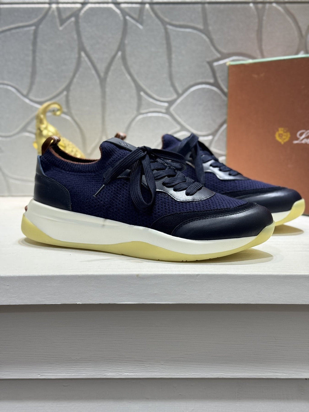 Loro Piana Mesh Lace-Up Sneakers - Layered Rubber-Look Outsole