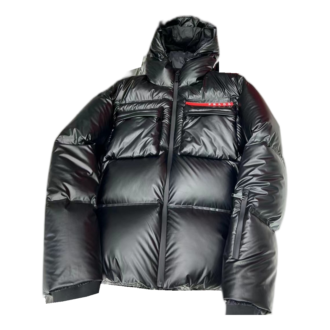 Prada Linea Rossa Black Hooded Puffer Jacket